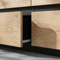 HOMCOM Cómoda 6 Gavetas Móvel de Arrumação sem Puxadores Design Minimalista 120x39x75 cm Preto e Carvalho(m-10)