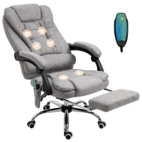 Vinsetto Bureaustoel met Massagefunctie, Ergonomische Bureaustoel met Leun- & Warmtefunctie, Afstandsbediening, Grijs(m-10)