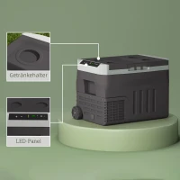 Outsunny Caixa Frigorífica com Compressor 30 L Elétrica com LED Modo ECO Função de Conservação Preto(m-5)