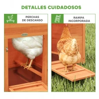 PawHut Gallinero para Exterior de Madera 113,5x67,5x95,5 cm Gallinero con Nido Bandeja Extraíble Techo Impermeable Perchas(m-9)