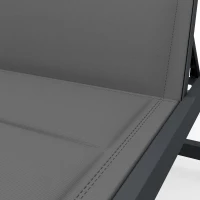 Outsunny Bain de Soleil en Aluminium, Dossier Réglable 6 Positions avec Roues, Rembourrage Intégré, 62x165x94cm, Gris Foncé(m-12)