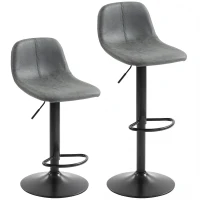 HOMCOM Bar Stools Set of 2, Modern Swivel Barstools with Footrest for Kitchen Island and Dining Room, Grey(m-1)