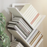 HOMCOM 9-Tier Tree Bookshelf, Industrial Free Standing Bookcase with Steel Frame, Display Storage White(m-8)