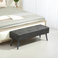 HOMCOM Banco de Pie de Cama Banqueta de dormitorio con Patas de Madera y Asiento Acolchado 114x38x42 cm Gris(m-10)
