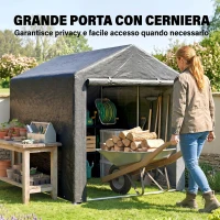 Outsunny Capanno Porta Attrezzi e Tenda Garage per Bici e Moto con Copertura Anti-UV, 1.6x2m, Grigio Scuro(m-6)