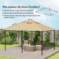 Outsunny Ersatzdach Pavillon Pavillon-Baldachin, wetterbeständig, 397 x 297 cm, Khaki(m-3)