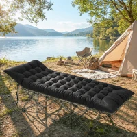 Outsunny Esterilla de Camping Plegable Portátil con Correas Antideslizante para Cama de Camping Tienda Viajes Negro(m-10)