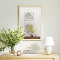 HOMCOM Miroir mural rectangulaire 60 x 40 cm, cadre en bois naturel, idéal pour la salle de bain, salon ou chambre(m-2)
