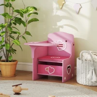 AIYAPLAY Kinder-Tisch-und-Stuhl-Set 3-5 Jahre aus MDF mit Herzmotiven, integrierter Aufbewahrung, Rosa(m-5)