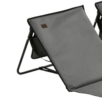 Outsunny Set of 2 Foldable Garden Beach Chair Mat, Outdoor Sun Lounger Seats with Adjustable Back, Magazine Pocket, Carry Strap(m-10)