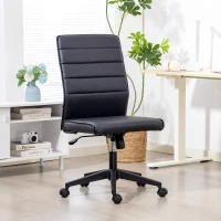 HOMCOM Sedia da Ufficio Ergonomica e Regolabile con Schienale Ricurvo, in Pelle PU e Acciaio, 58x53x97-107 cm, Nero(m-10)