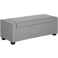HOMCOM Fußbank mit Staufach aus Stoff, 120x50x44 cm - Grau(m-1)