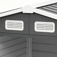 Outsunny 7 x 4ft Garden Shed, Easy to Assemble, Upgraded Galvanised Steel Frame with Foundation Kit, Double Doors with Lock, Outdoor Metal Shed with Vents and Gloves, Garden Storage Shed, Dark Grey(m-11)