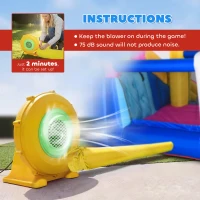 Outsunny Opblaasbaar springkasteel met glijbaan speelkasteel springkasteel met blazer voor 4 kinderen(m-7)