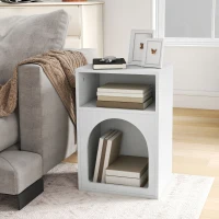 HOMCOM 2er-Set Nachttische, Nachttisch mit offenen Fächern, Bogen-Design, 40 x 30 x 60 cm, Weiß(m-4)