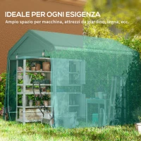 Outsunny Garage Moto per Esterno 2.4x2 m, Tenda Garage per Attrezzi in Metallo e Tessuto PE, per Moto e Biciclette, Verde(m-7)