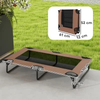 PawHut Cama elevada portátil para cães, cama elevada para animais com malha respirável, para cães grandes, Café(m-3)