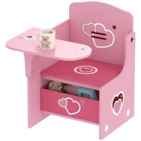 AIYAPLAY Kinder-Tisch-und-Stuhl-Set 3-5 Jahre aus MDF mit Herzmotiven, integrierter Aufbewahrung, Rosa(m-7)