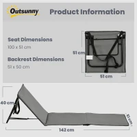 Outsunny Set of 2 Foldable Garden Beach Chair Mat, Outdoor Sun Lounger Seats with Adjustable Back, Magazine Pocket, Carry Strap(m-3)