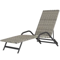 Outsunny Sonnenliege Gartenliege aus Polyrattan, verstellbar in 4 Positionen, S-Form, 156x62x96 cm, braun(m-7)