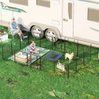 PawHut Cercado para filhotes, 16 peças parque para filhotes dobrável com porta para cães pequenos e médios, 3,2 x 3,2 x 0,8 m, Cinza(m-2)