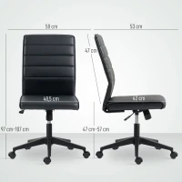 HOMCOM Sedia da Ufficio Ergonomica e Regolabile con Schienale Ricurvo, in Pelle PU e Acciaio, 58x53x97-107 cm, Nero(m-3)