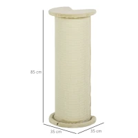 PawHut Arranhador para Gatos, Design de Canto, Poupador de Espaço, 35 cm x 35 cm x 85 cm, Creme branco(m-3)