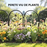 Outsunny Gard de grădină din metal 80 x 60 cm, set grilaj decorativ cu suport pentru grădină, paturi cu flori, barieră pentru animale, Negru(m-4)