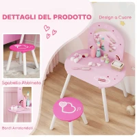 AIYAPLAY Set Toeletta Trucco Bambina 3-6 Anni con Sgabello, Specchio Infrangibile, Design con Cuori, Rosa(m-4)