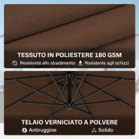 Outsunny Ombrellone da Giardino 3x2.5 m a Braccio Inclinabile con Manovella, in Acciaio e Poliestere, Marrone(m-7)