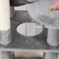 PawHut Arranhador para Gatos Torre de Brincar Árvore de Escalada Rede Cinza L40 x B40 x H132 cm(m-4)