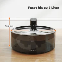 PawHut Fonte para gatos 7L, fonte para gatos com bomba silenciosa, LED, filtro de carvão ativado, aço inoxidável 30,6 x 30,6 x 17,2 cm(m-3)