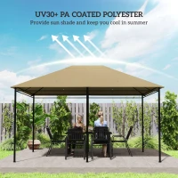 Outsunny 3 x 4m Gazebo Canopy Replacement Cover, Gazebo Roof Replacement (TOP COVER ONLY), Khaki(m-4)