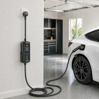 HOMCOM EV Charger Type 2 to 3 Pin Plug, 10 m, 2.8 kW, 6-13 A, Electric Car Charger Type 2 Charging Cable w/ 1-12 h Time Delay(m-9)