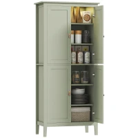 HOMCOM Küchenbuffet, hoher Aufbewahrungsschrank mit verstellbarer LED und Bewegungsmelder, 80 x 40 x 176,5 cm, grün(m-8)
