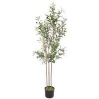 HOMCOM Decorative Artificial Plant, 148 cm Silk Olive Tree with 553 Leaves in Cement Pot, Fake Plant
