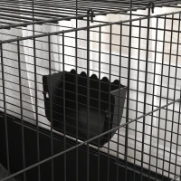 PawHut Gaiola para pequenos animais com cercadinho removível, parque com estábulo, incl. acessórios, preto(m-4)