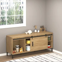 HOMCOM Conjunto completo porta de correr 183 cm, ferragem com guia de piso, trilho de correr e roldanas para porta de madeira(m-2)