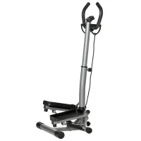 HOMCOM Stepper mit höhenverstellbarem Griff, LCD-Monitor und Elastikbändern, 55x53x118-128cm, Schwarz(m-6)