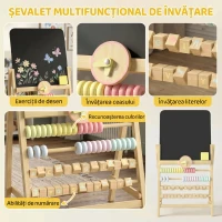 AIYAPLAY Tablă pentru Copii Ștergibilă din Lemn cu Suport, Culoare Lemn(m-4)