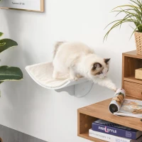 PawHut Prateleira para gatos, montagem na parede, superfície de descanso macia, até 10 kg, 41x28x21 cm, Branco(m-4)