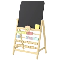 AIYAPLAY Tableau effaçable en bois sur chevalet pour enfants, horloge, abaque, effaceur, 2+ ans, Bois naturel(m-8)