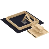 AIYAPLAY Arenero para Niños de Madera con Excavadora Arenero Infantil con Asiento Giratorio 360° y Forro 184x90x56 cm Natural(m-1)