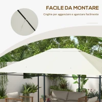 Outsunny Tetto di Ricambio 4x3 m per Gazebo Anti UV in Poliestere con Presa d'Aria, Bianco Crema(m-6)