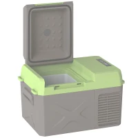 Outsunny Caixa frigorífica com compressor 12 L, geladeira elétrica com conexão e função de refrigeração, Cinza+Verde(m-1)