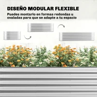 Outsunny Jardinera Exterior Grande conCubierta de Invernadero y Malla Base Abierta para Patio Terraza 200x60x103 cm Plateado(m-7)
