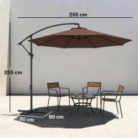 Outsunny Ombrellone da Giardino 3x2.5 m a Braccio Inclinabile con Manovella, in Acciaio e Poliestere, Marrone(m-3)