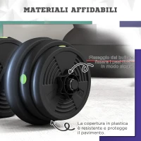 SPORTNOW Set 2 in 1 con 2 Manubri Convertibili in Bilanciere, Peso Totale 25 kg e Dischi Pesi Regolabili, Nero(m-7)
