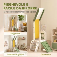 AIYAPLAY Scivolo per Bambini 1-3 Anni con Arrampicata, Canestro, Spazio Portaoggetti, Gradini antiscivolo, Crema(m-4)