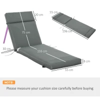 Outsunny Set 2 Cuscini per Sdraio da Esterno Imbottiti in Cotone con Cinghie, 196x55x8 cm, Grigio Scuro(m-3)
